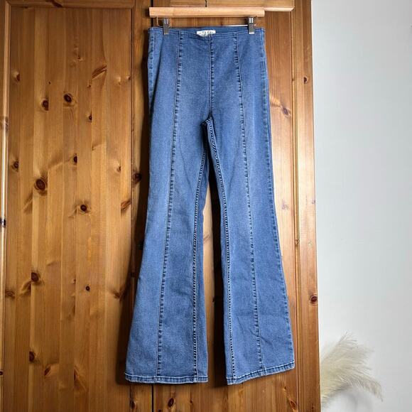 Free People Pull On‎ Flare Bell Bottoms Women’s 28 Blue Retro 70s Western Boho - Picture 2 of 6